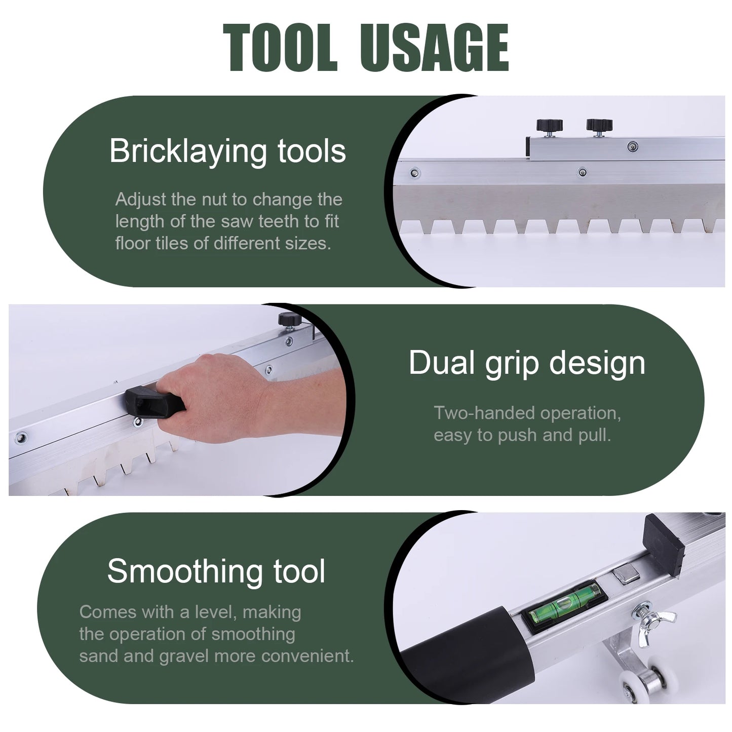 Tile Paving Tool Foldable Aluminum Alloy Smoothing Trowel Adjustable Length Stainless Steel Flat Tiling Tool for Tiles Flatting