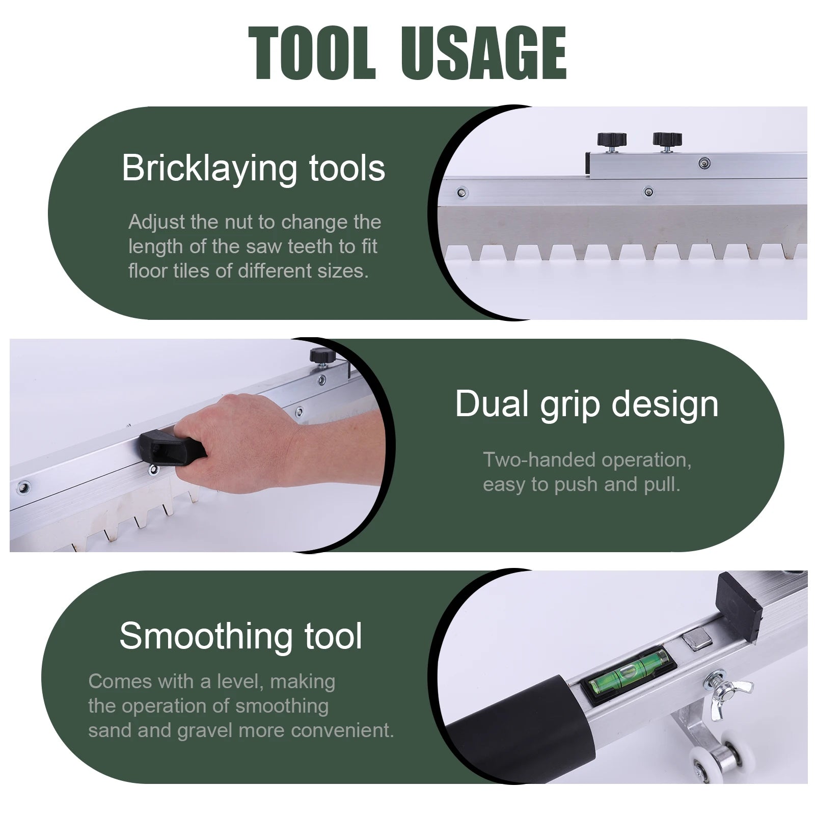 Tile Paving Tool Foldable Aluminum Alloy Smoothing Trowel Adjustable Length Stainless Steel Flat Tiling Tool for Tiles Flatting