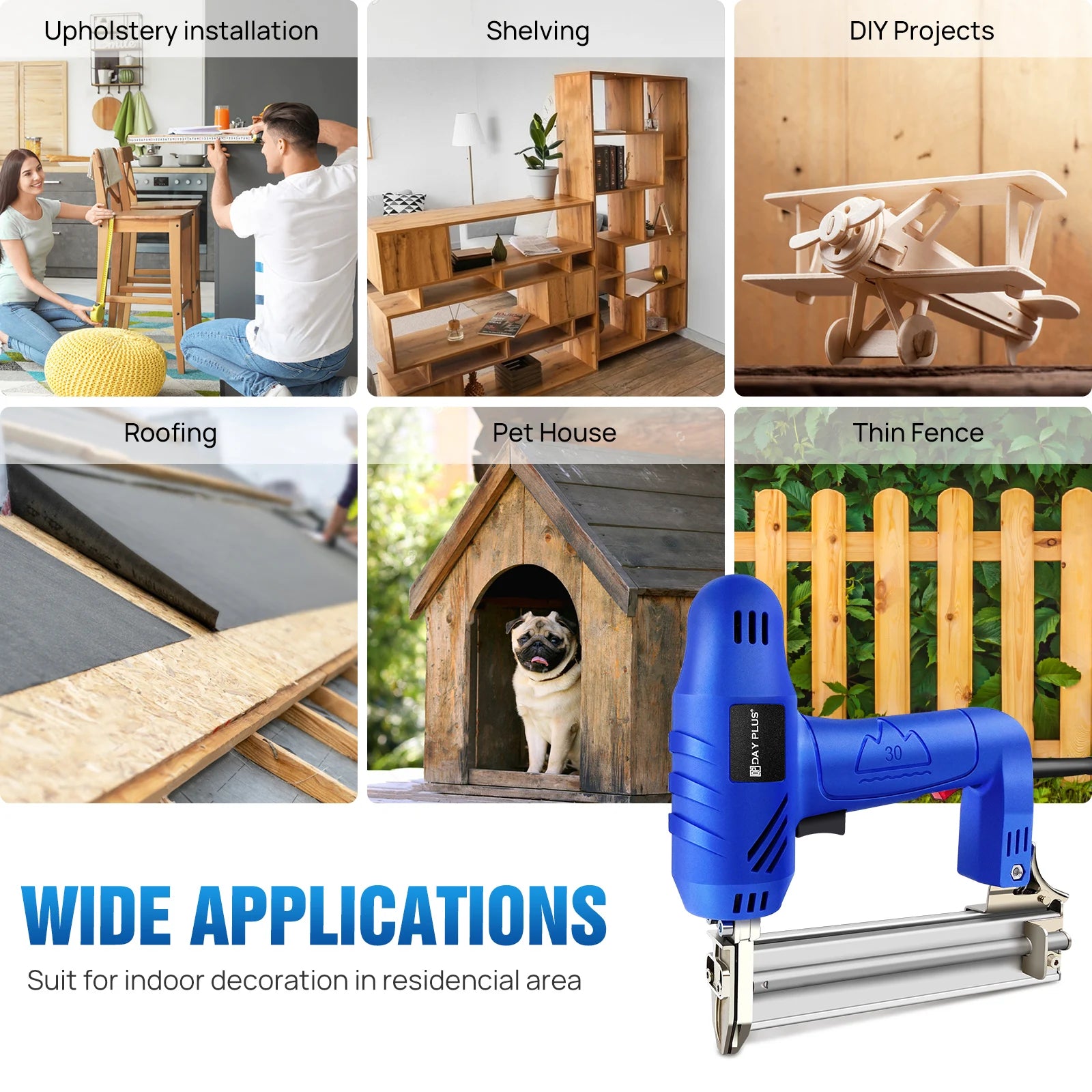 5000W 2 in 1 Electric Staple Nail Gun Multifunction Upholstery Stapler Nailer Tacker Gun For Wood Floor Carpet Fence
