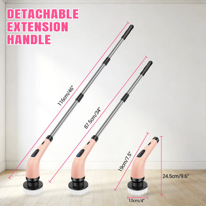Electric Spin Scrubber, Cordless Cleaning Brush with 9 Replaceable Brush Heads, Dual Speed Power Scrubber with Adjustable Handle