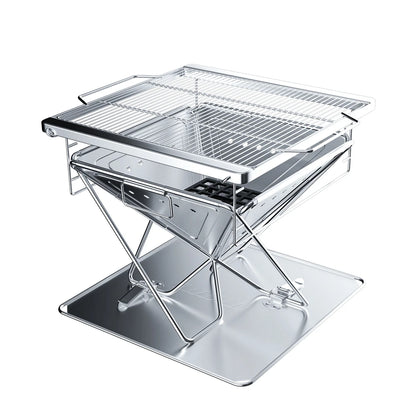 Height Adjust Camping Hiking Picnic Portable Fire Grill Collapsible Wood Burning Barbecue Grill with Bag