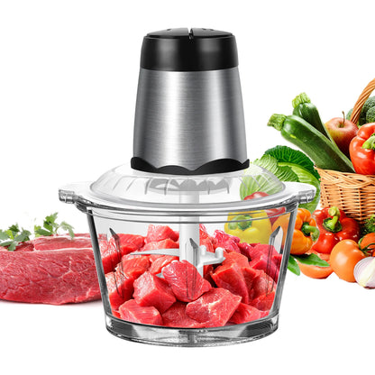 2L Electric Food Vegetable Small Food Processor Meat Mincer Chopper, Grinder Mixer Electric Dicer With 2 Speeds 