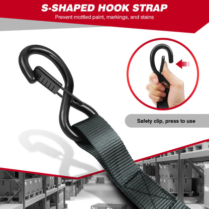 Dayplus Ratchet Tie down Straps, 800Kg Break Strength, Rubber Coated Metal Handles, Plastic Coated Metal Hooks, Carrying Bag
