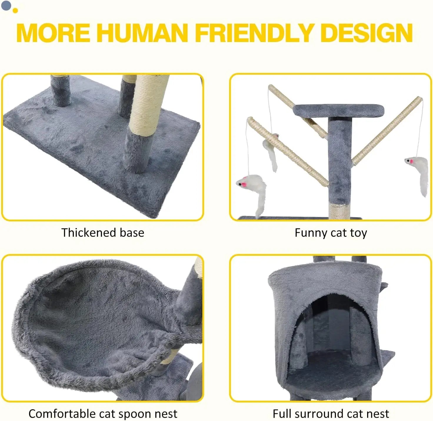 140cm Cat Tree Tower Scratching Post For Indoor And Outdoor Cats, Cat Activity Centre Climbing Frame