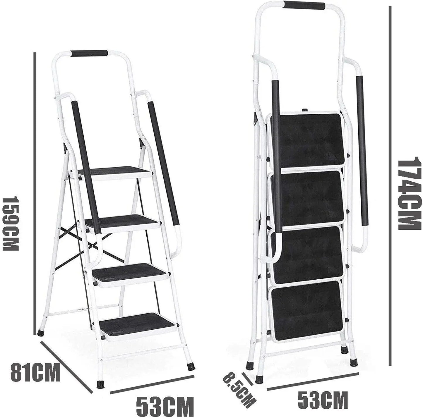 Dayplus Safety Folding Step Stool 2-4 Step Ladder Portable Foldable Stepladder anti Slip Feet for Indoor Outdoor Home Office