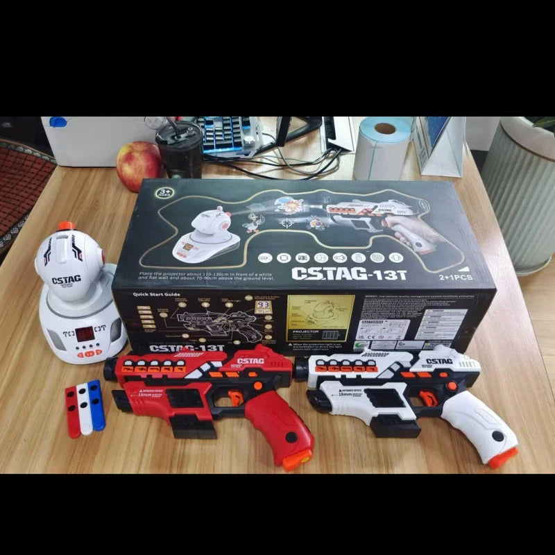 CSTAG Projector Shooting Game Guns Set Toy Laser Tag Infrared Pistol Game Set