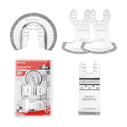 EZARC 4 Piece Diamond Oscillating Multi Tool Blade Set, Mortar Cutting Saw Blades Precise For Grout Removal, Soft Tile Cut