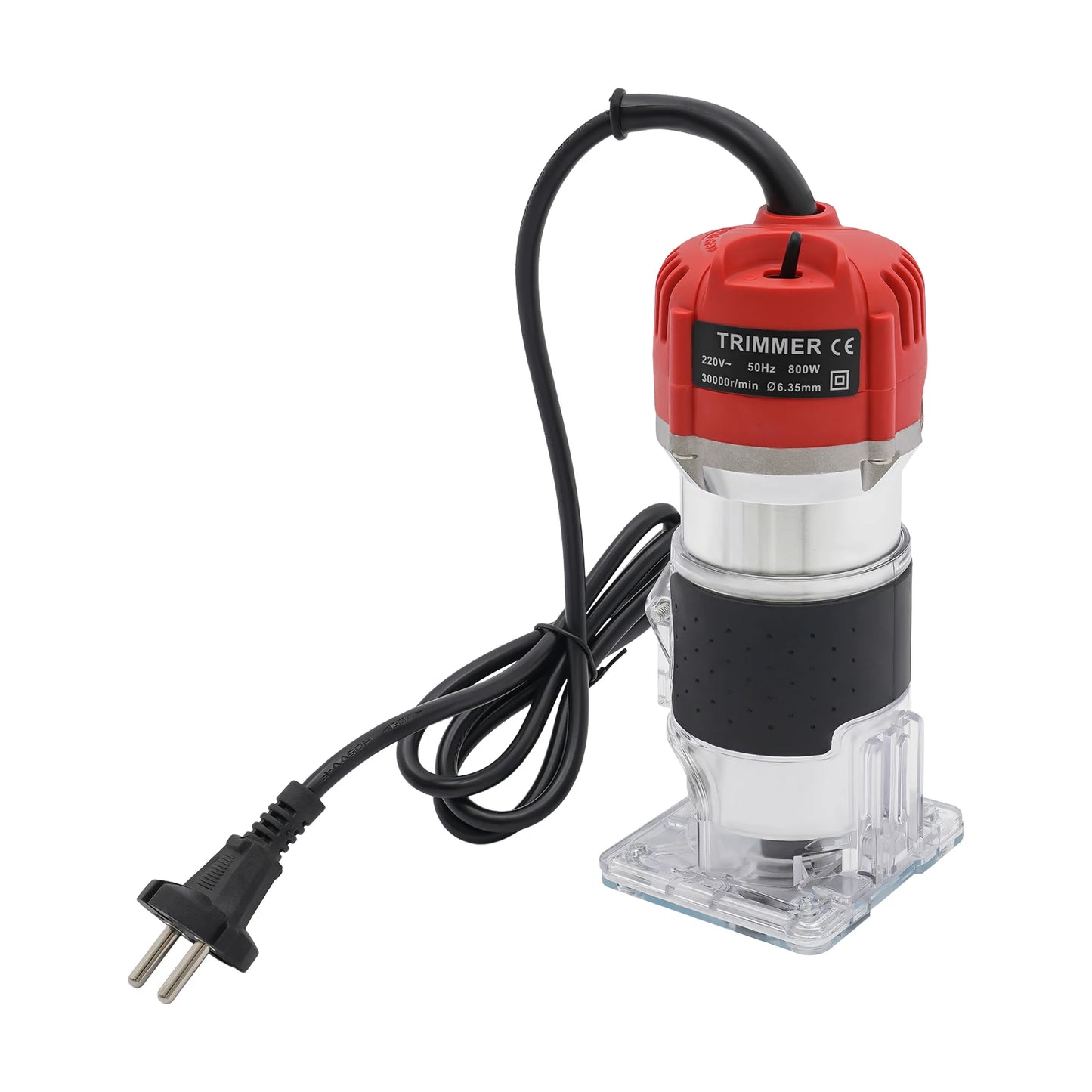 800W Electric Hand Trimmer Wood Router with Guide Base, Woodworking Milling Cutting Tool 30000RP/Min