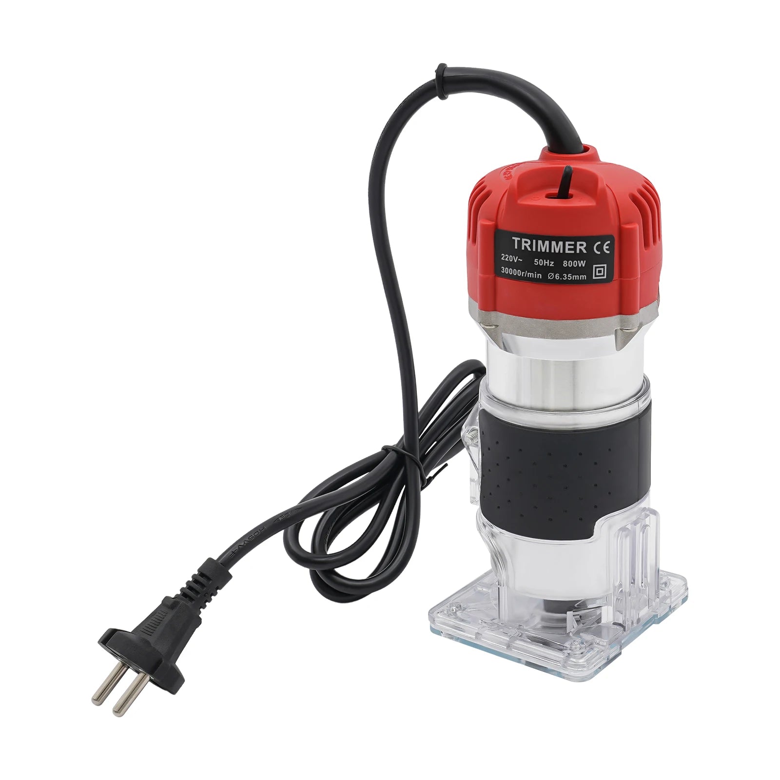 800W Electric Hand Trimmer Wood Router with Guide Base, Woodworking Milling Cutting Tool 30000RP/Min