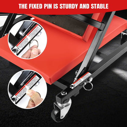 2-In-1 Folding Car Creeper 36" Mechanics Stool Padded Crawler Board With Extra Head Padding 360° Swivel Wheels For Home