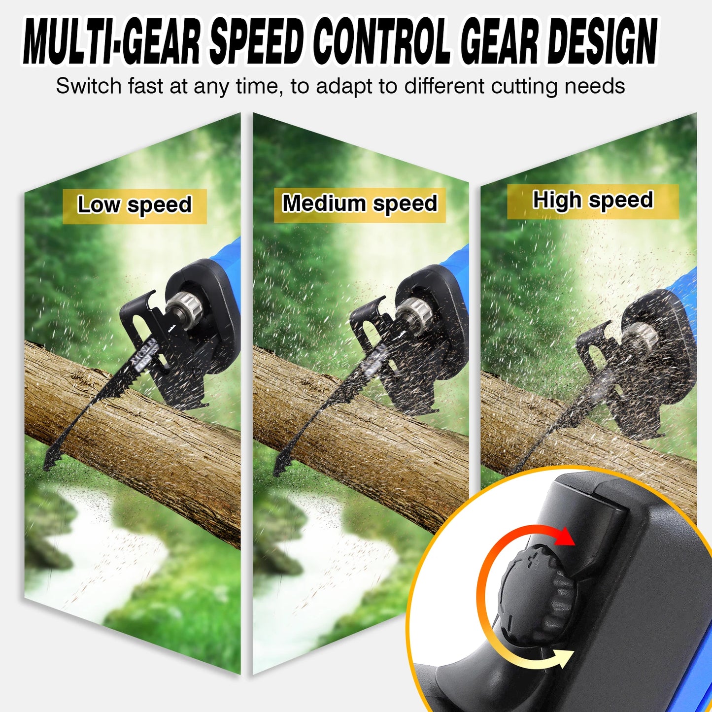 900W Reciprocating Saw with 5PCS Saw Blades for Wood PVC Metal Cutting, Variable Speed,28Mm Stroke Length Electric Saw