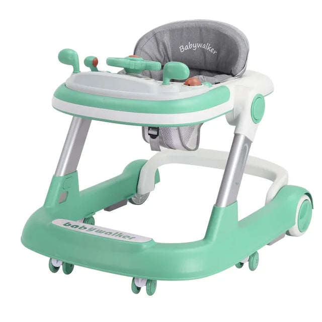 UBRAVOO 2 in 1  Toddler Push Baby Walker With Removable Feeding Tray And Music Tray, Foldable Activity Walker for 6-18 Months