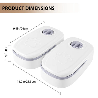 2 Piece Cat & Small Dog Automatic Pet Food Feeder With 48H Timer, 700ML Food Timer Dispenser For Dry & Wet Food