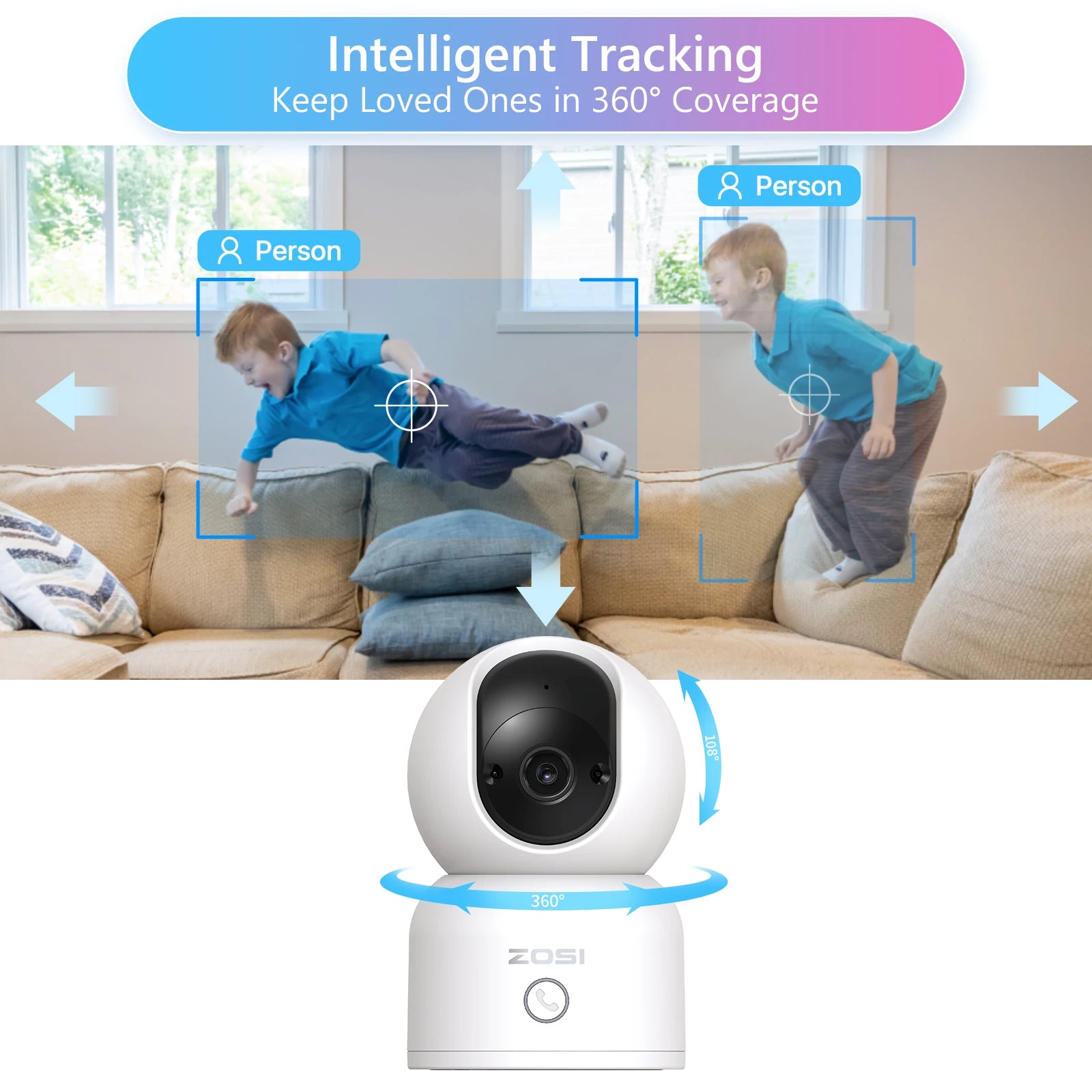 Indoor Pan / Tilt Smart Security Camera C518 2K 360 Degree Baby Pet Monitor 2.4G / 5G Dual-Band Wifi Home Cam With Phone APP