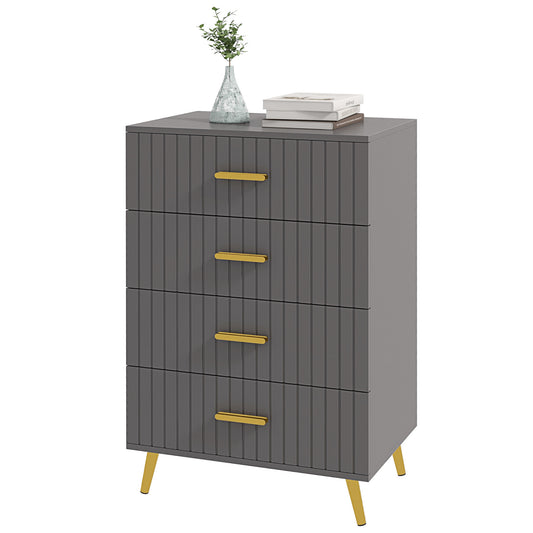 Bedroom Chest of Drawers, Modern 4-Drawer Dresser, Storage Drawer Unit with Aluminium Legs, Dark Grey