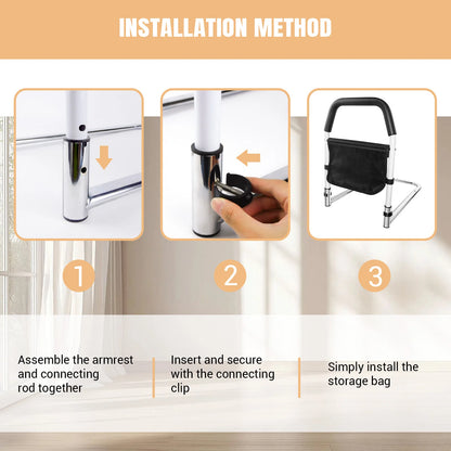 Living Bed Assist Rail Safety Bed Rails for Elderly Adults Bed Rail with Storage Bag Safely Assist Handrail Bar Fall Prevention