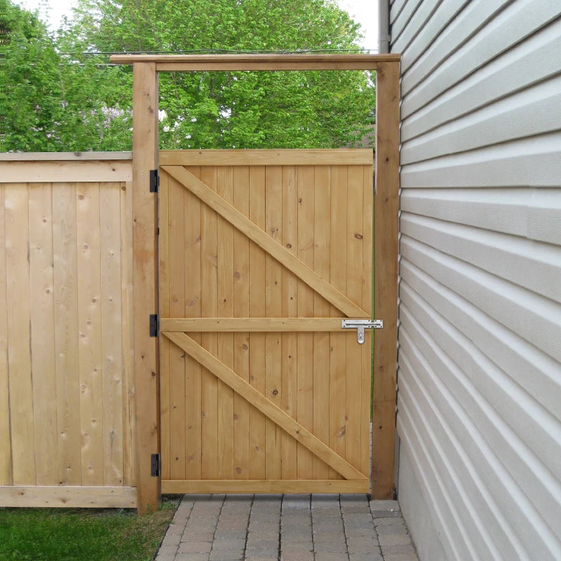 Pine Wood Garden Gate with Latch And Hinges Wooden Security Barrier Fence For Home, Patio Or Outdoor Space