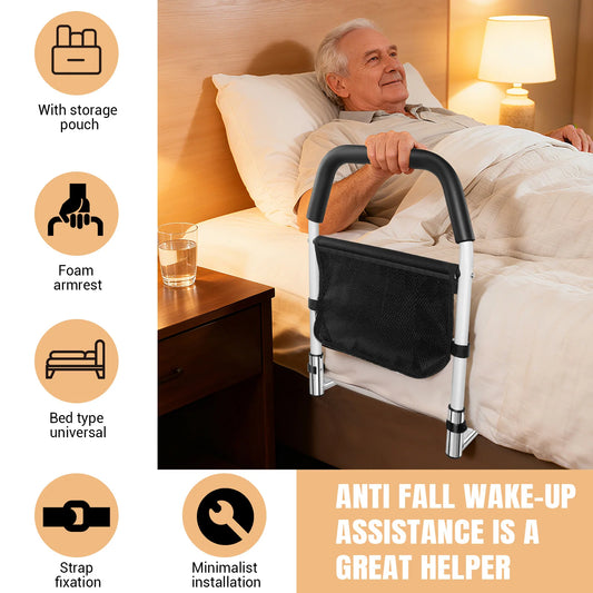 Living Bed Assist Rail Safety Bed Rails for Elderly Adults Bed Rail with Storage Bag Safely Assist Handrail Bar Fall Prevention
