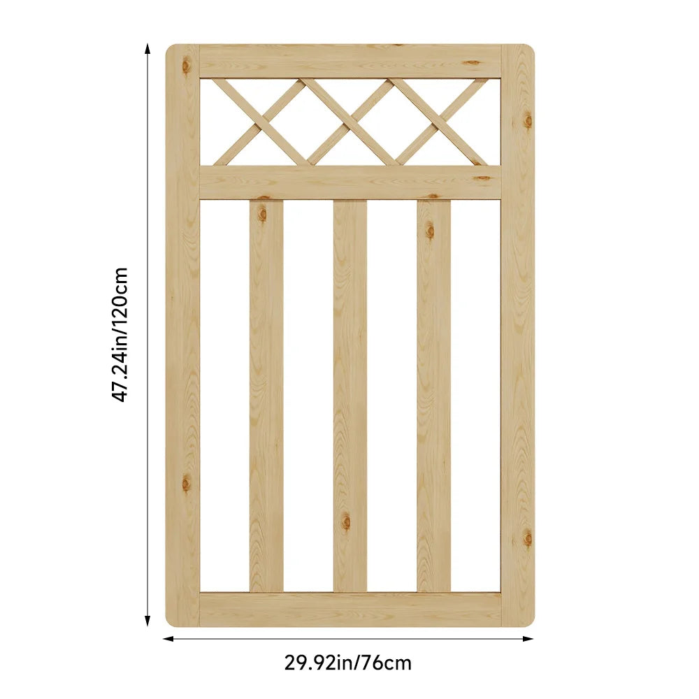 Wooden Garden Gate Pedestrian Fence Yard Door Security Barrier With Cross Top