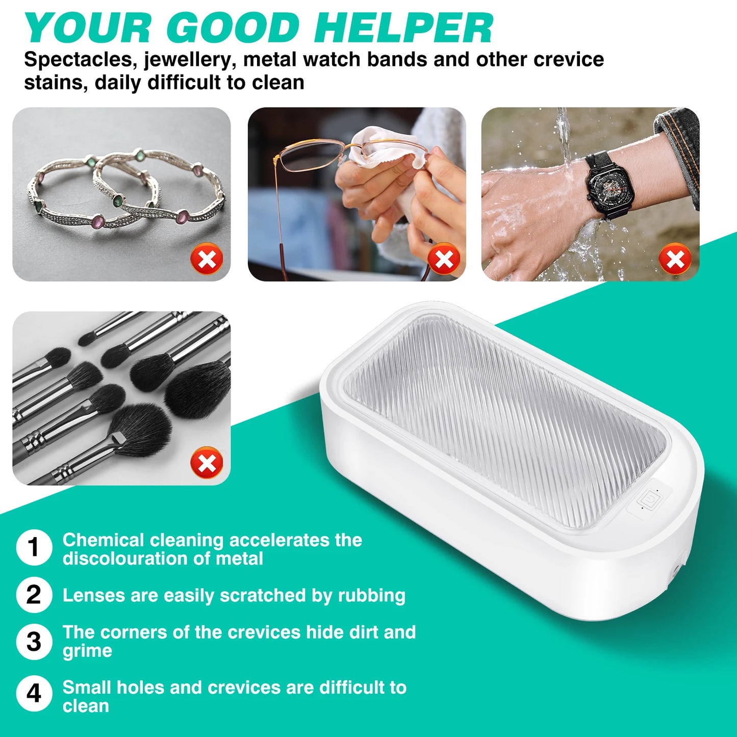 Professional Ultrasonic Cleaner Sonic Wave 650ml Tank Glasses Watch Jewellery Cleaning Machine Tool