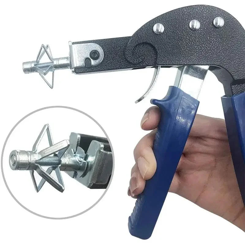 72Pcs Hand Riveter Kit Wall Anchor Screws Gun Heavy Duty Metal Tool Hollow Wall Anchors Gun Plasterboard Fixing Gun Cheville