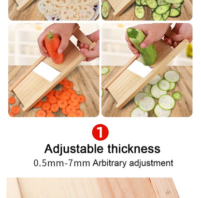 Wooden Vegetables Fruit Salad Cutter Adjustable 0.5-7mm Slicer Chopper Tomato Onion Cabbage Shredder Chip