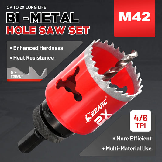 EZARC 16 Piece Bi-Metal Hole Saw Set Mandrels Drill Bits Installation Plate Hex Key For Wood Metal Plywood PVC Board - 19-64mm