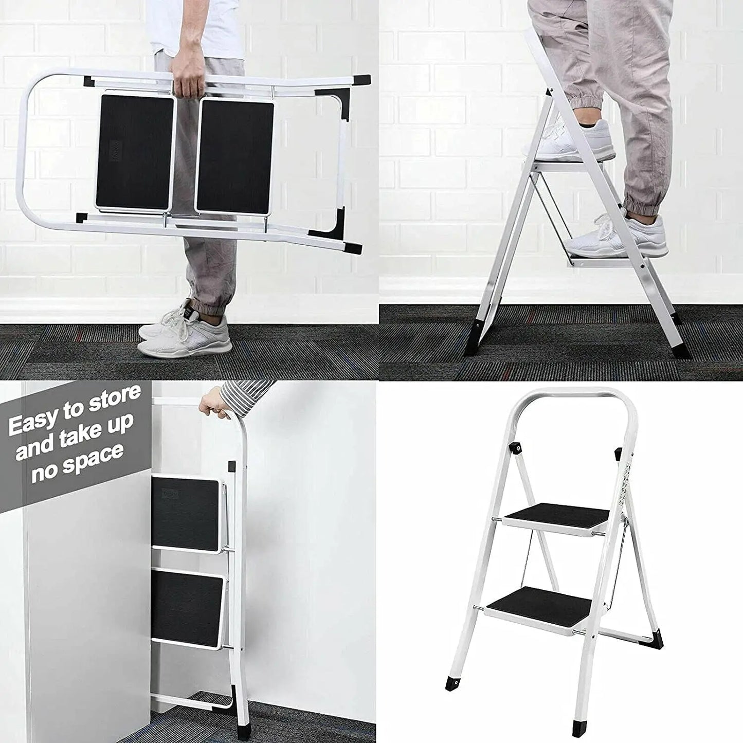 Dayplus Safety Folding Step Stool 2-4 Step Ladder Portable Foldable Stepladder anti Slip Feet for Indoor Outdoor Home Office
