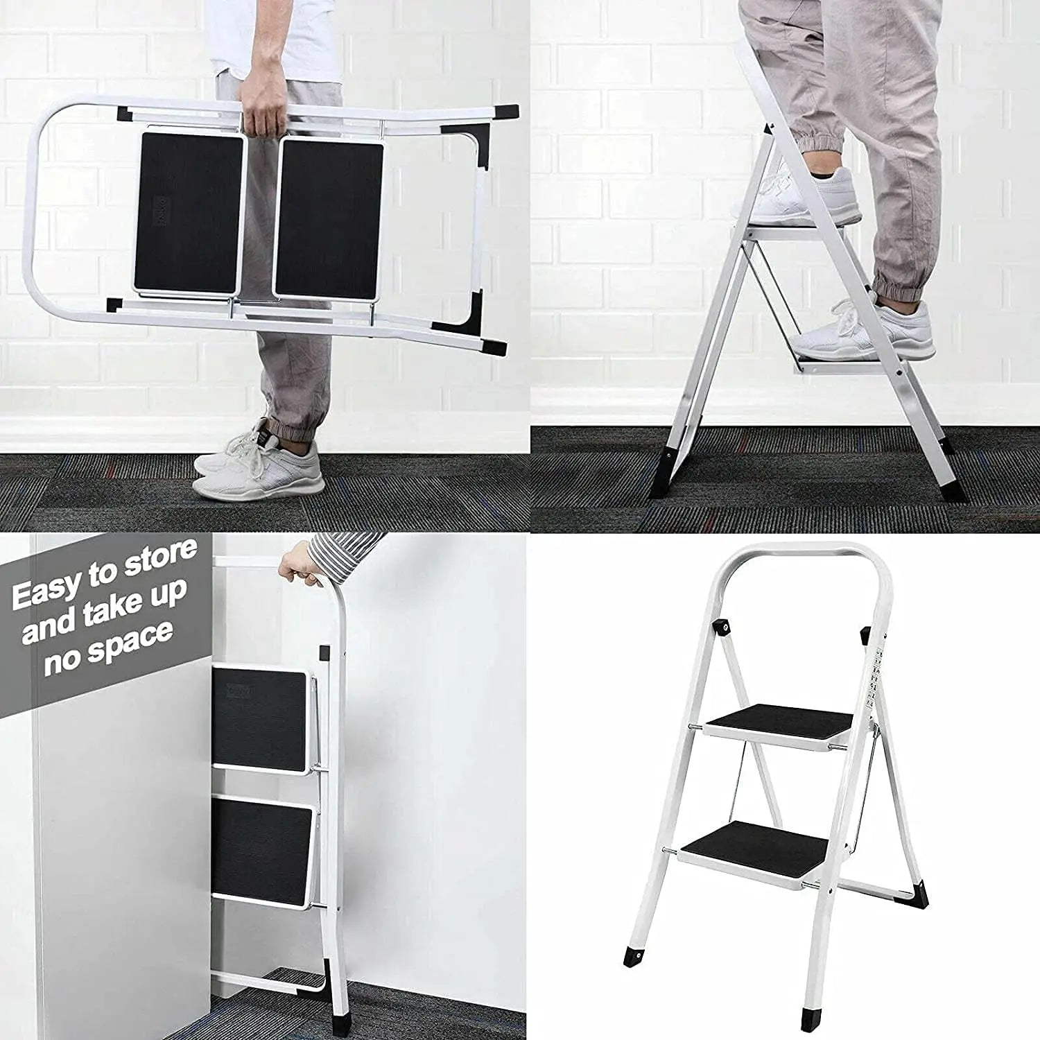 Dayplus Safety Folding Step Stool 2-4 Step Ladder Portable Foldable Stepladder anti Slip Feet for Indoor Outdoor Home Office