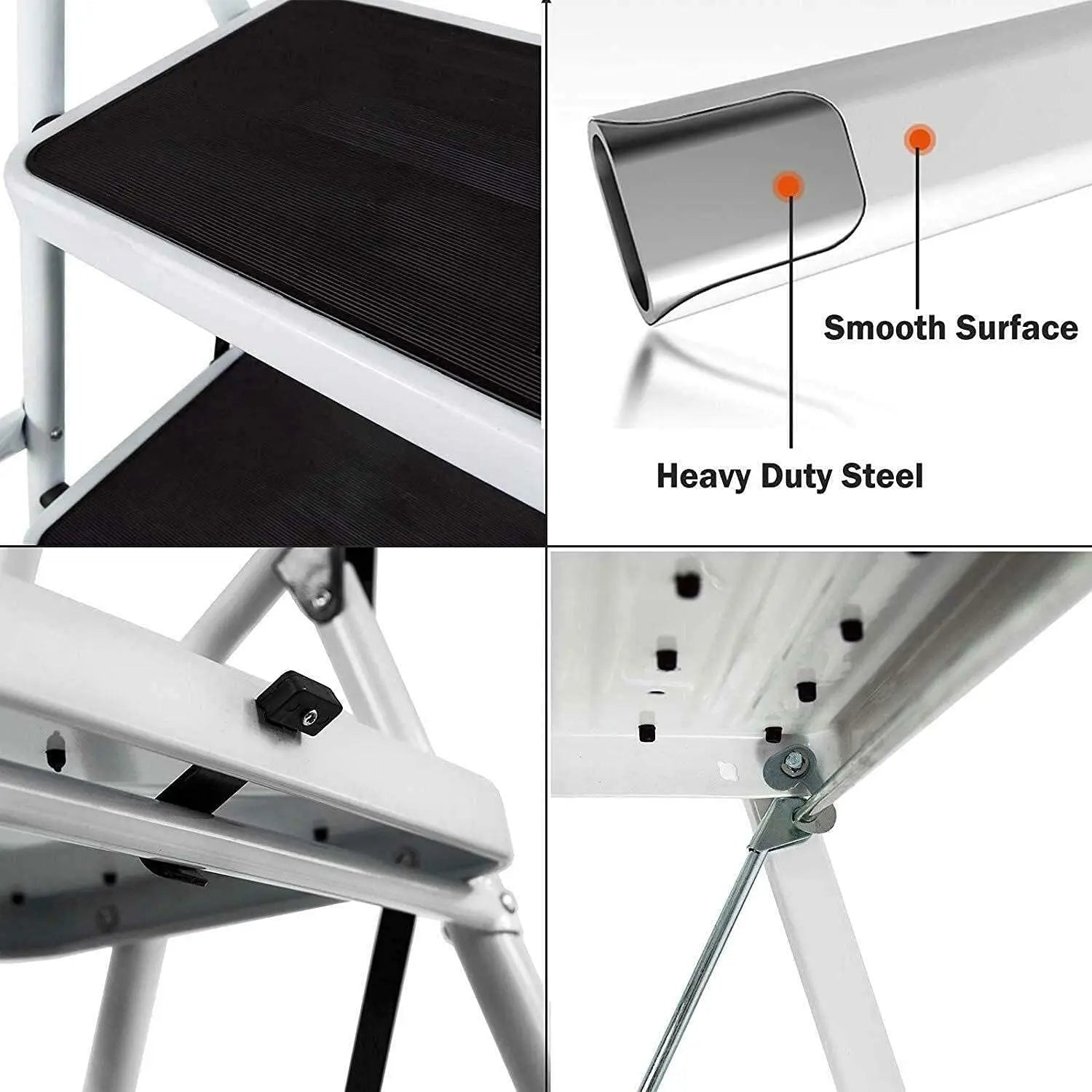 Dayplus Safety Folding Step Stool 2-4 Step Ladder Portable Foldable Stepladder anti Slip Feet for Indoor Outdoor Home Office
