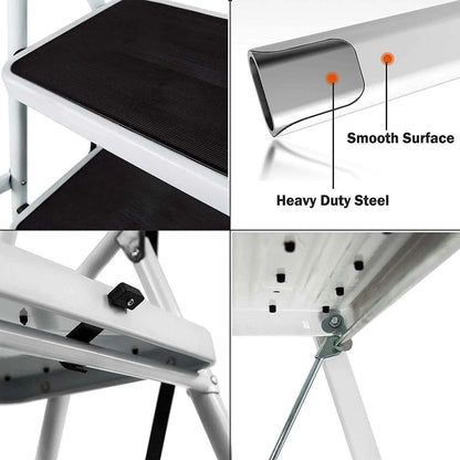 Dayplus Safety Folding Step Stool 2-4 Step Ladder Portable Foldable Stepladder anti Slip Feet for Indoor Outdoor Home Office