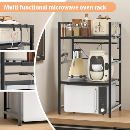 Expandable Microwave Oven Rack Shelf Stand Storage Holder Kitchen Corner Storage Organiser Desktop Printer Shelf 
