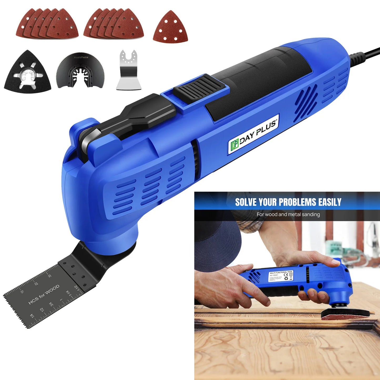 3800W Electric Corded Oscillating Multi Tool 22000RPM, 3°Oscillation Angle For Cutting, Sanding, Scraping, Quick-Fit