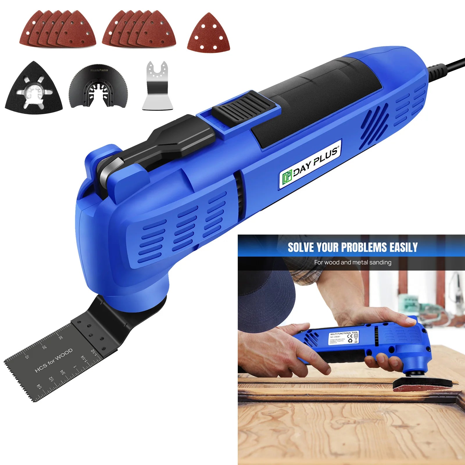 3800W Electric Corded Oscillating Multi Tool 22000RPM, 3°Oscillation Angle For Cutting, Sanding, Scraping, Quick-Fit