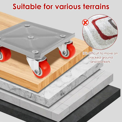 New Furniture Movers with Wheels Portable 4 Wheels Furniture Dolly Furniture Mover Tool with 360°Rotation Rubber Wheels