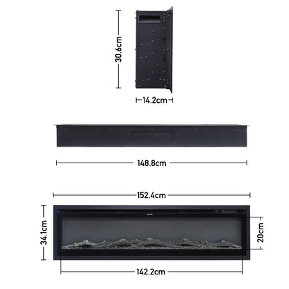 KOMORE 3 in 1 Electric Fireplace With Remote 12 Flame Colours 1500W, Automatic Safety Shutoff 