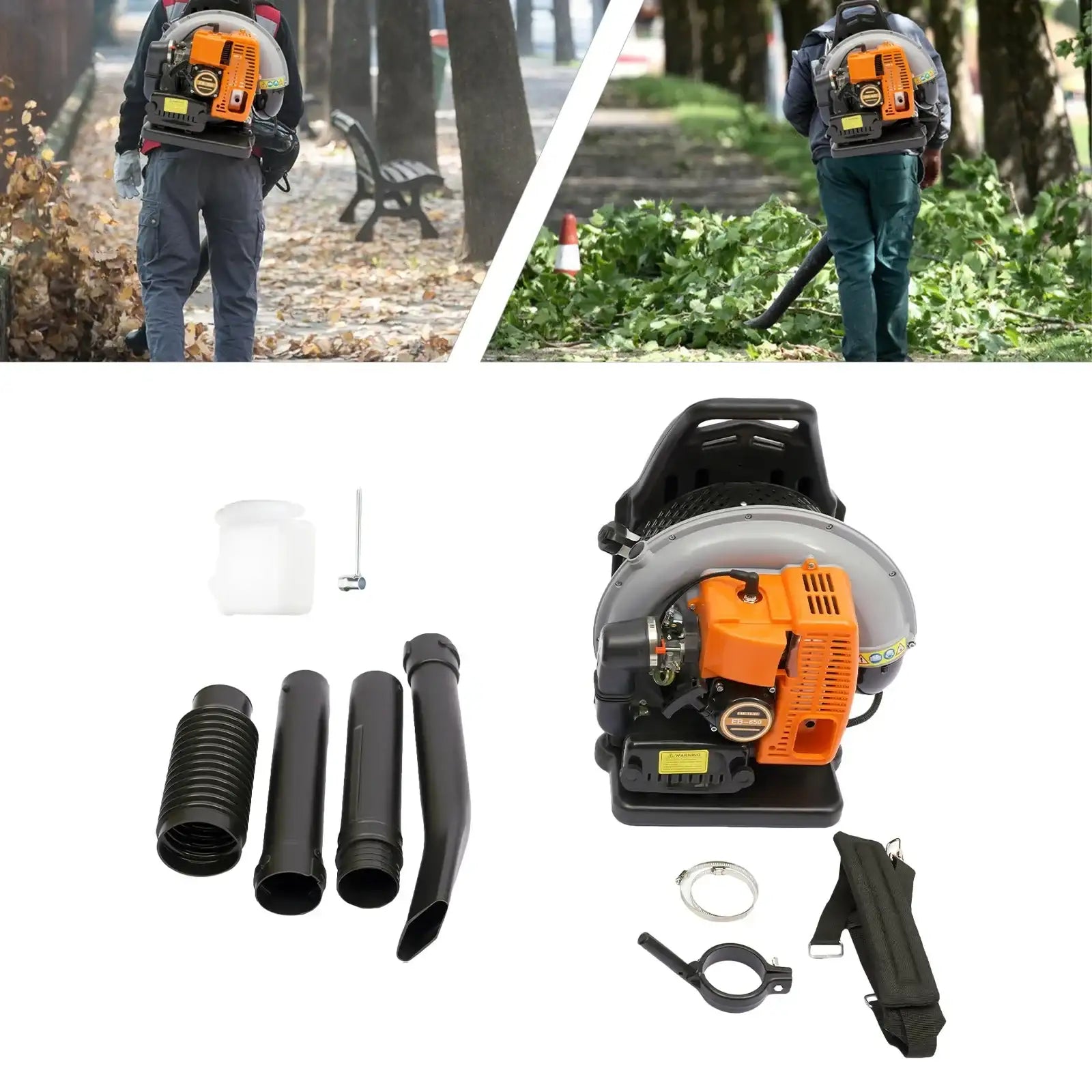 63CC Petrol Backpack Leaf Blower Powerful 2 Stroke With Lightweight Air-Cooled Engine