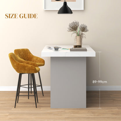 Retro Style Set of Two Velvet-Feel Bar Stools - Brown