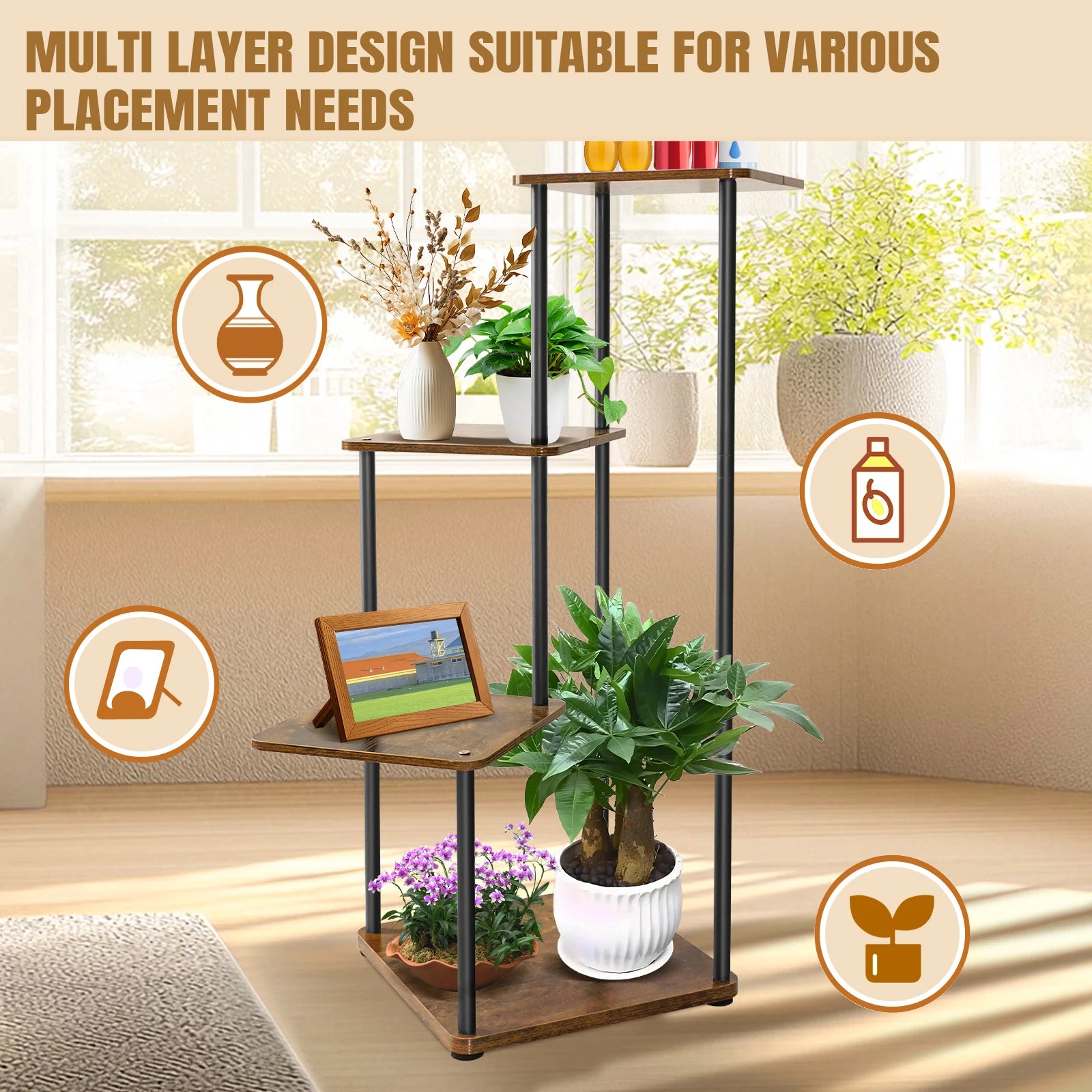 EFAN 4/5/6 Tier Plant Stand Indoor Metal Plant Shelf for Multiple Plants Small Corner Flower Stand for Patio Garden Balcony Home