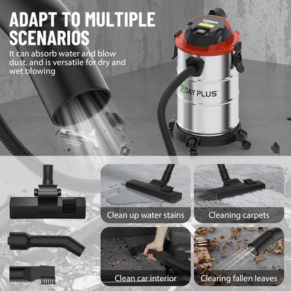 1200W Heavy Duty Wet Dry Vacuum, 20L Industrial Strength For Garage, Car, Workshop, Commercial Use, Blower & Suction Modes