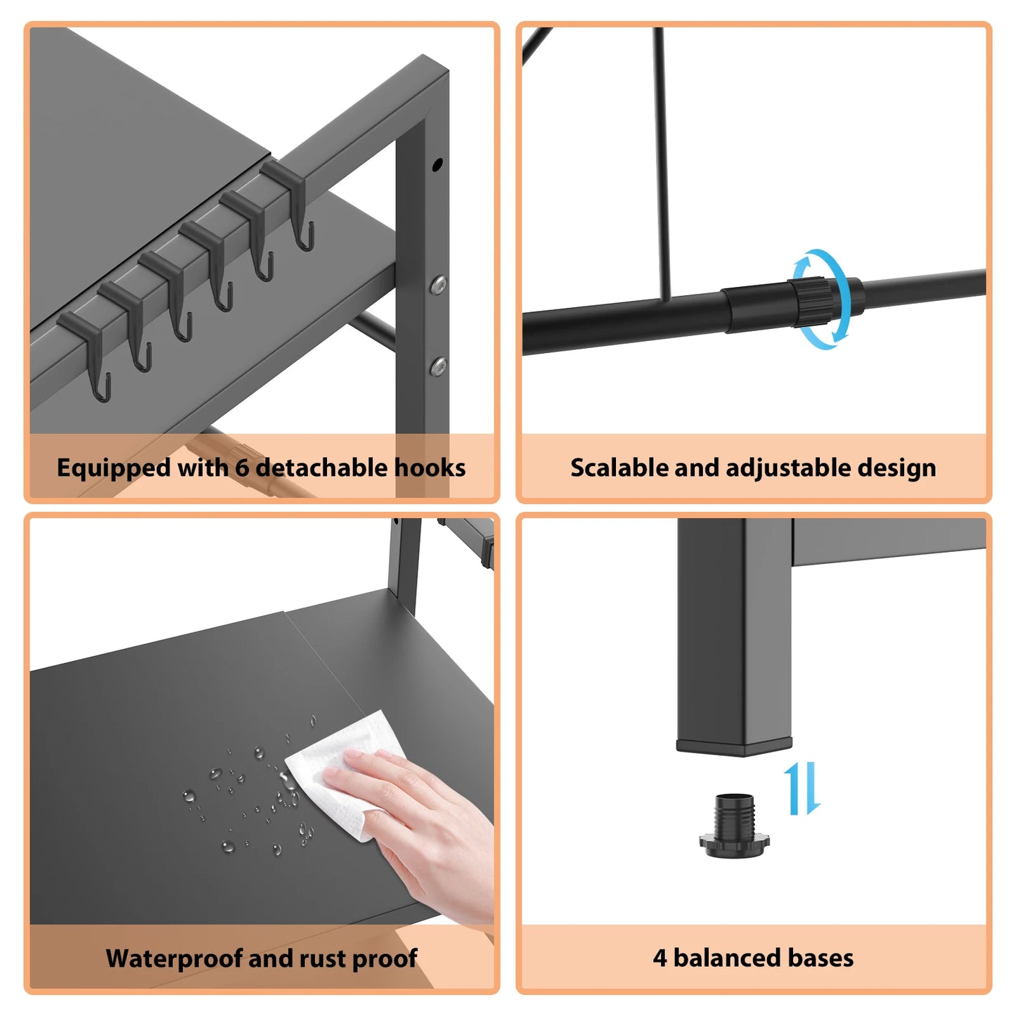 Expandable Microwave Oven Rack Shelf Stand Storage Holder Kitchen Corner Storage Organiser Desktop Printer Shelf 