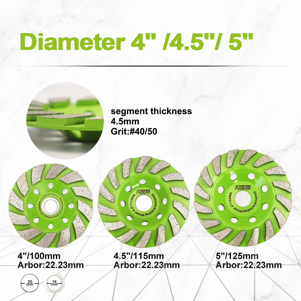  FACHLICH Diamond Grinding Wheel Stone Brick Granite Concrete Polishing Disc Cup Wheel Abrasive Tools 100 / 115 / 125MM