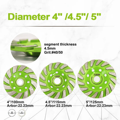  FACHLICH Diamond Grinding Wheel Stone Brick Granite Concrete Polishing Disc Cup Wheel Abrasive Tools 100 / 115 / 125MM