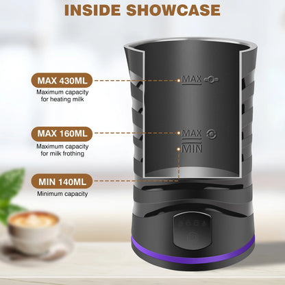 1500W 4 in 1 Electric Automatic Milk Frother Maker Steamer Machine, 600 ml Hot & Cold Foamer For Latte Coffee