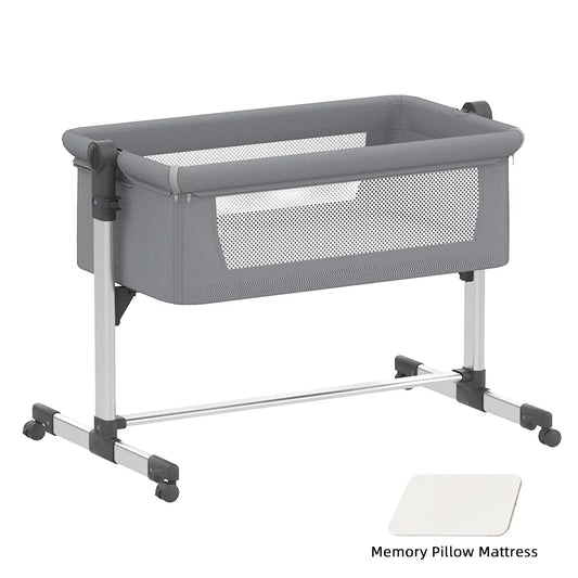 UBRAVOO Baby Bassinet Bedside Sleeper, Crib Bed with Mattress, Portable Bedside Cots Built-in Silent Wheels for Infant/Newborn