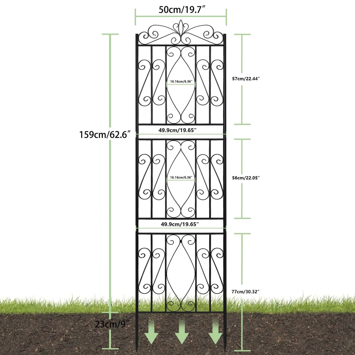 Pack Of 2 Tall Garden Trellis for Climbing Plants Metal Plant Support Fence Rustproof 