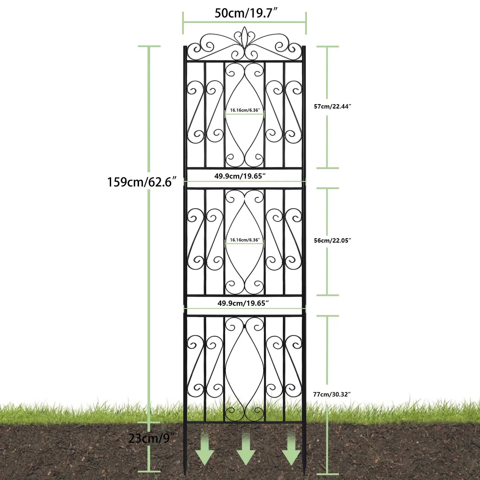 Pack Of 2 Tall Garden Trellis for Climbing Plants Metal Plant Support Fence Rustproof 