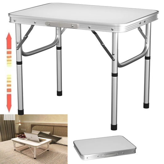 Folding Camping Table With 2 Adjustable Heights, Lightweight Foldable Aluminium Portable Picnic Table 