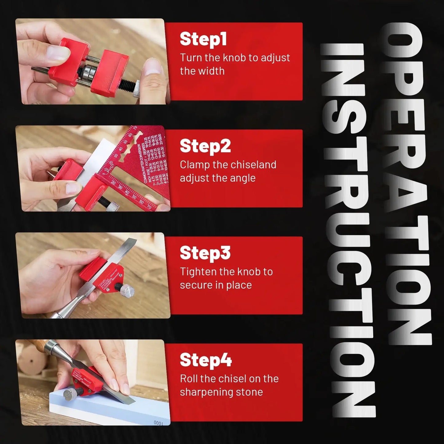 EZARC Honing Guide Chisel Sharpening Jig For Chisels 1/8” to 1-7/8” & Planer Blades 1-3/8” to 3-1/8”, Adjustable Angle Guide Sharpener