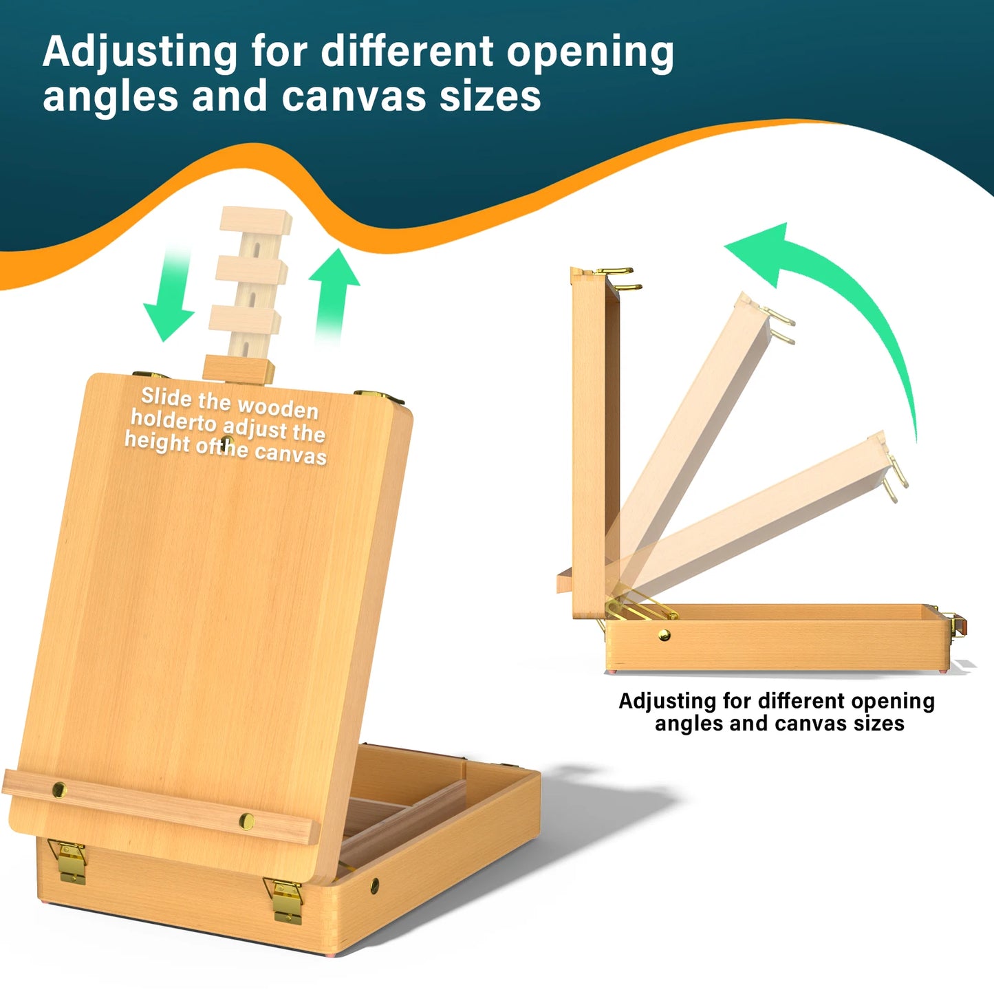 Wooden Table Easel Box with Drawer, Table Desk Top Easel, Adjustable Beechwood Storage Sketch Easels Box For Artist